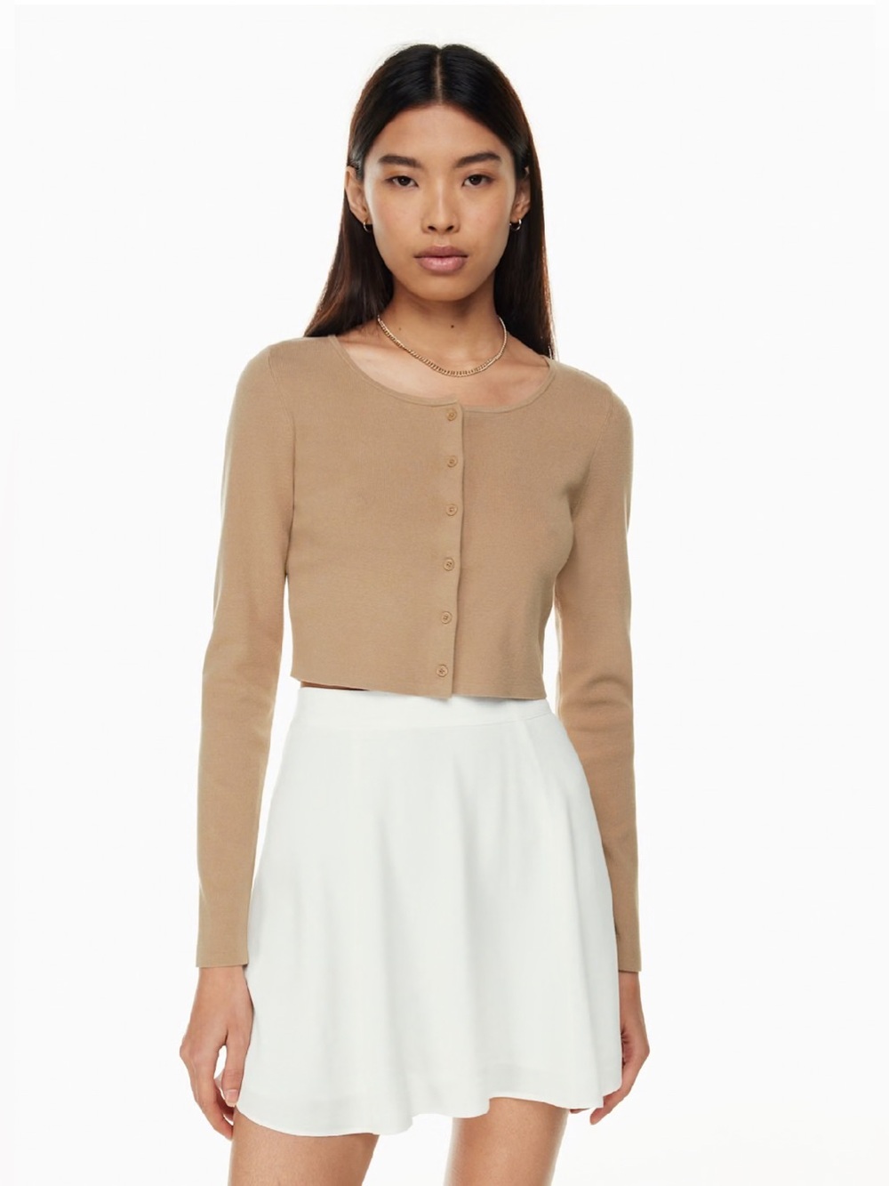 Aritzia Sunday Best Izzy Crop Cardigan Gold Camel